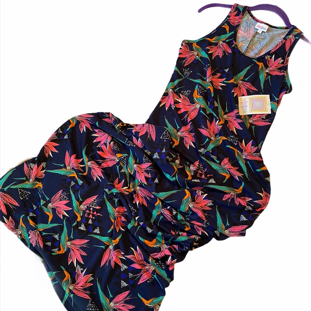 LuLaRoe Dani Maxi Dress Sleeveless Bird Paradise